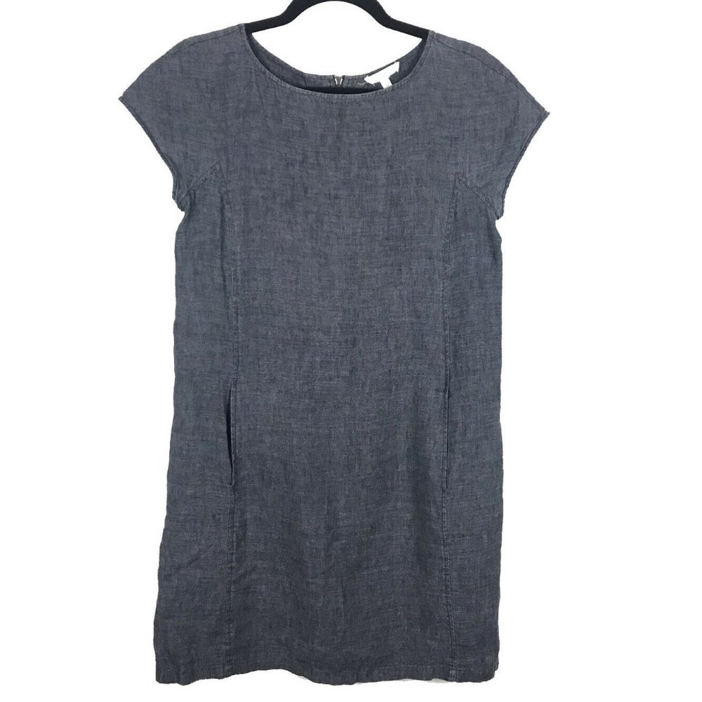 Eileen Fisher Cap Sleeve Linen Shift Dress PP